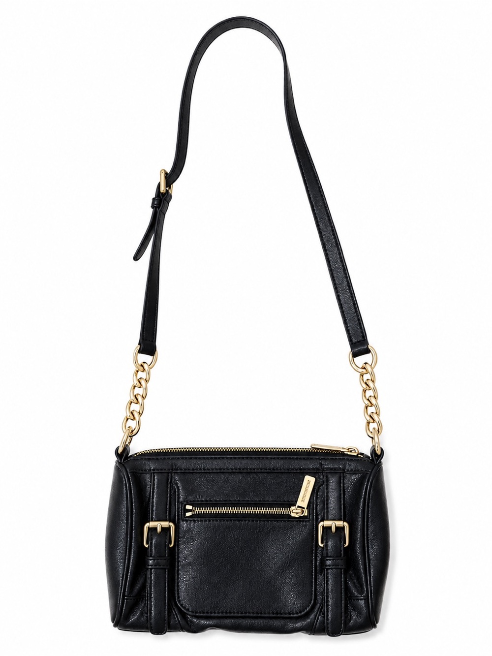 MICHAEL Michael Kors Black Leather Crossbody with Gold Hardware